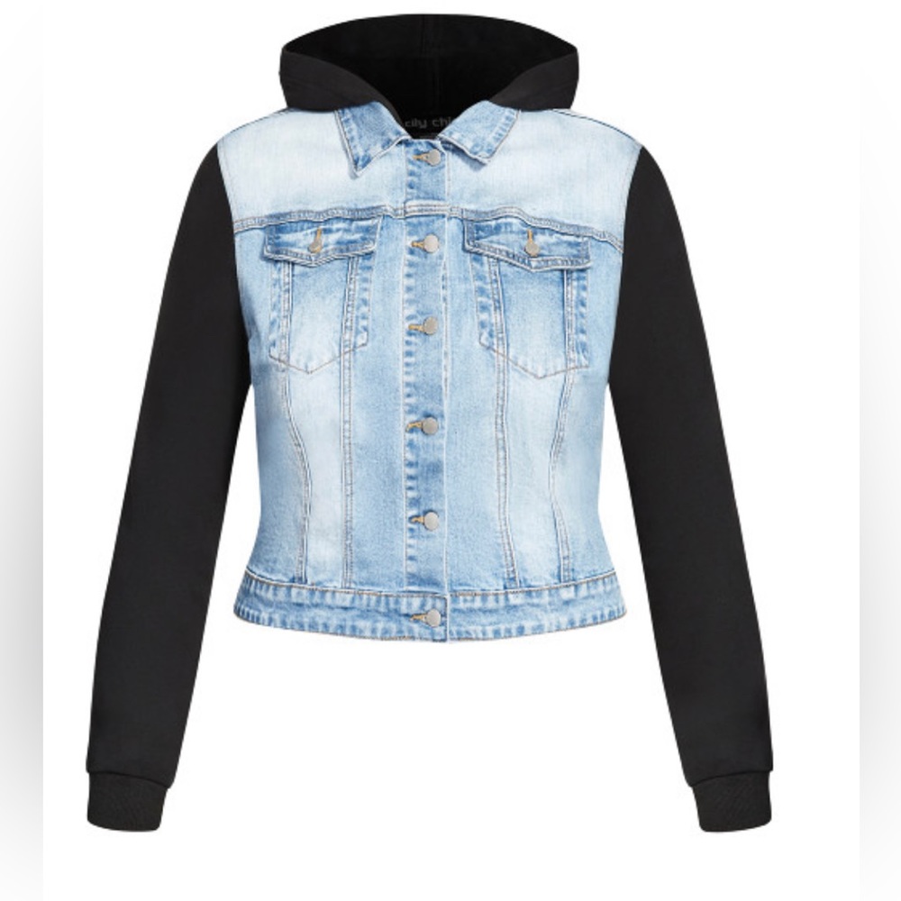 City Chic Plus size Denim hooded jacket